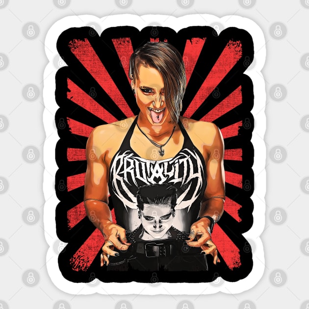 Rhea Ripley Wrestling Vintage Fan Art Sticker by Sakonipopart